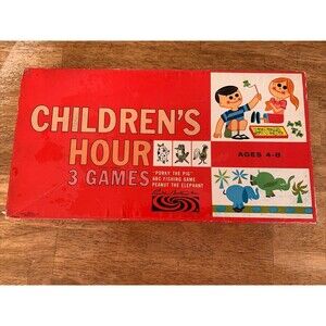 Vintage 1961 Childrens Hour Parkers Brothers Game Ages 4-8‎ 3 Games Included